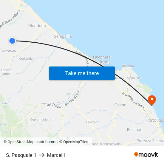St. Pasquale 1 to Marcelli map