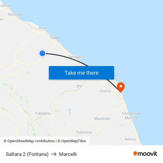 Saltara 2 (Fontana) to Marcelli map