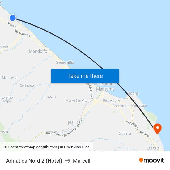 Adriatica Nord 2 (Hotel) to Marcelli map