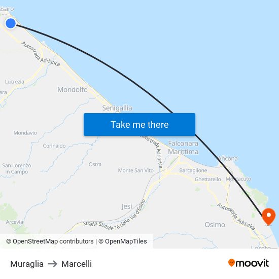 Muraglia to Marcelli map
