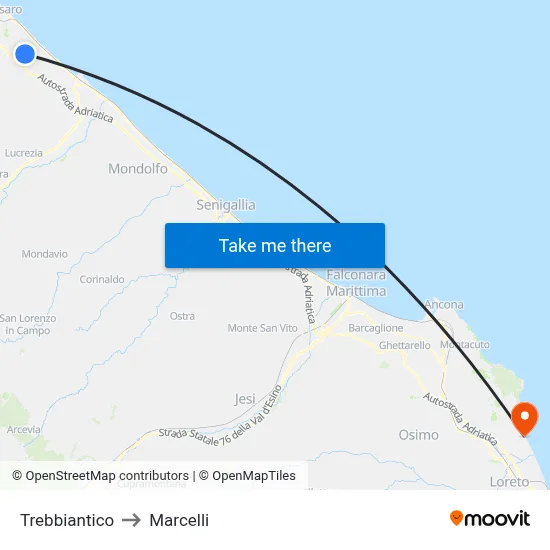 Trebbiantico to Marcelli map