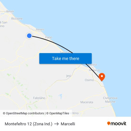 Montefeltro 12 (Zona Ind.) to Marcelli map
