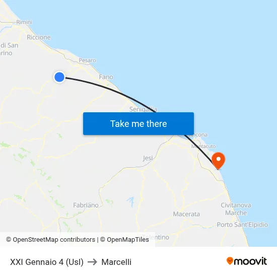 XXI January 4 (USL) to Marcelli map