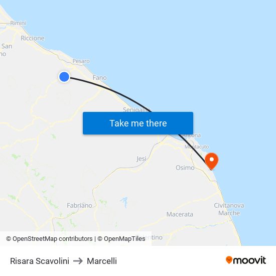 Risara Scavolini to Marcelli map