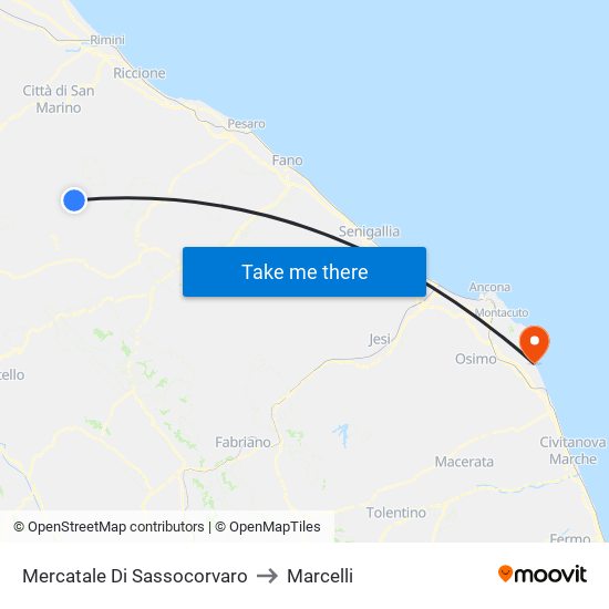 Mercatale Di Sassocorvaro to Marcelli map