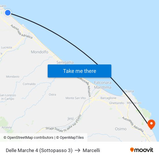 Delle Marche 4 (Sottopasso 3) to Marcelli map