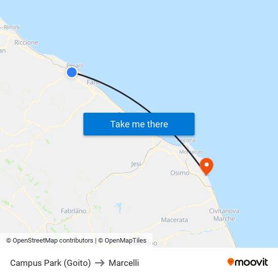 Campus Park (Goito) to Marcelli map