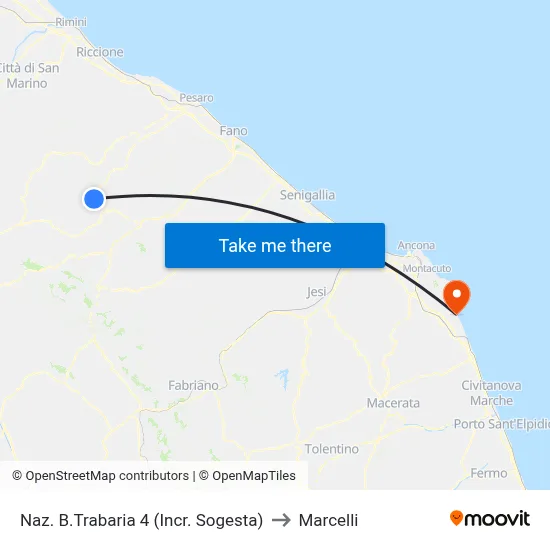 National Road B.Trabaria 4 (Sogesta Junction) to Marcelli map