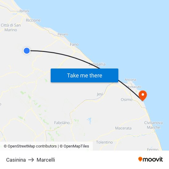 Casinina to Marcelli map