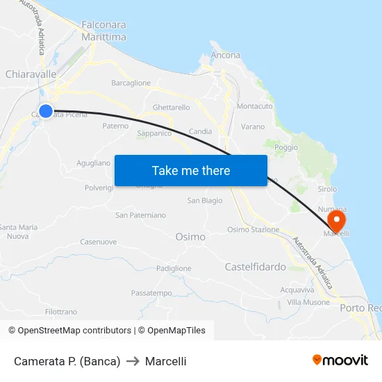 Camerata Picena (Bank) to Marcelli map