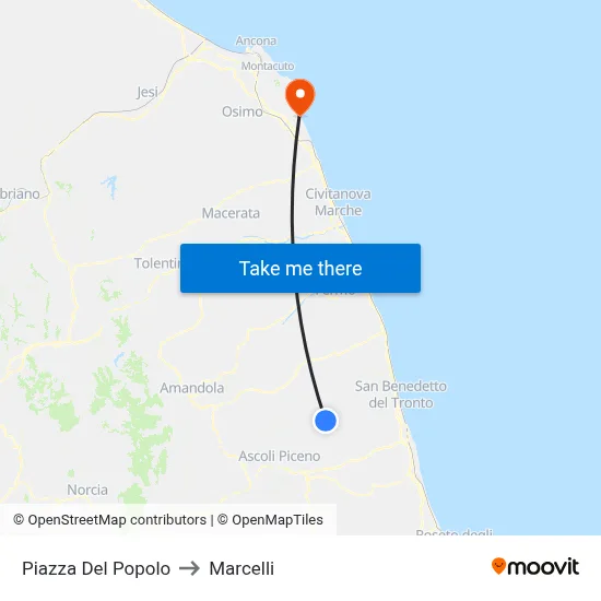 People's Square to Marcelli map