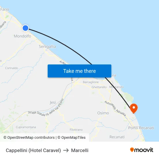 Cappellini (Hotel Caravel) to Marcelli map