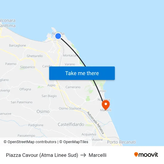 Piazza Cavour (Atma South Lines) to Marcelli map