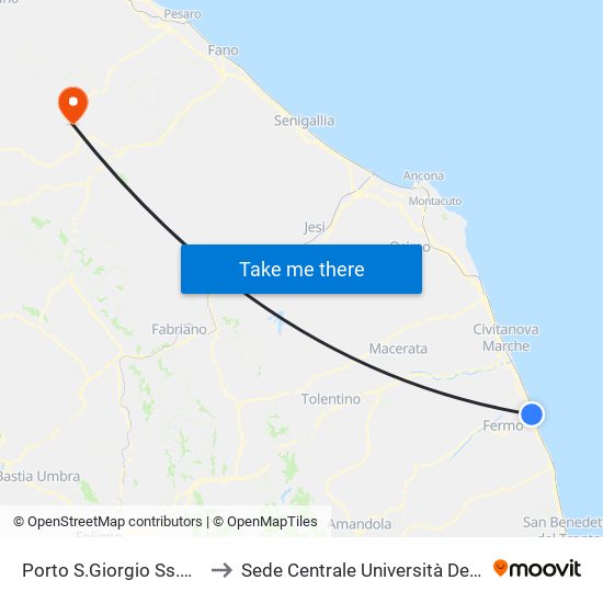 Porto S.Giorgio Ss.16 Incr. Via Marche D to Sede Centrale Università Degli Studi Di Urbino Carlo Bo map