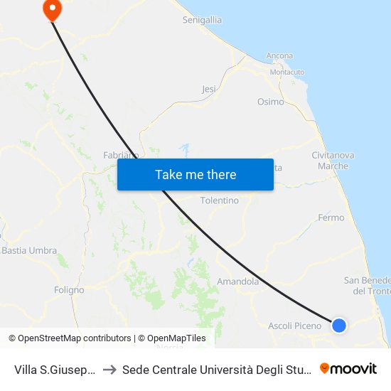 Villa S.Giuseppe Chiesa to Sede Centrale Università Degli Studi Di Urbino Carlo Bo map