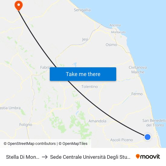 Stella Di Monsampolo to Sede Centrale Università Degli Studi Di Urbino Carlo Bo map