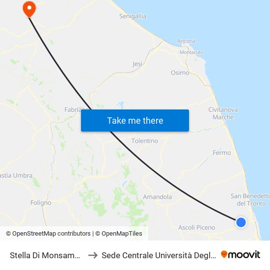 Stella Di Monsampolo - Sambuceto to Sede Centrale Università Degli Studi Di Urbino Carlo Bo map