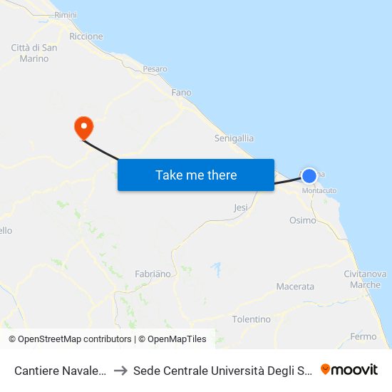 Cantiere Navale (Fincantieri) to Sede Centrale Università Degli Studi Di Urbino Carlo Bo map
