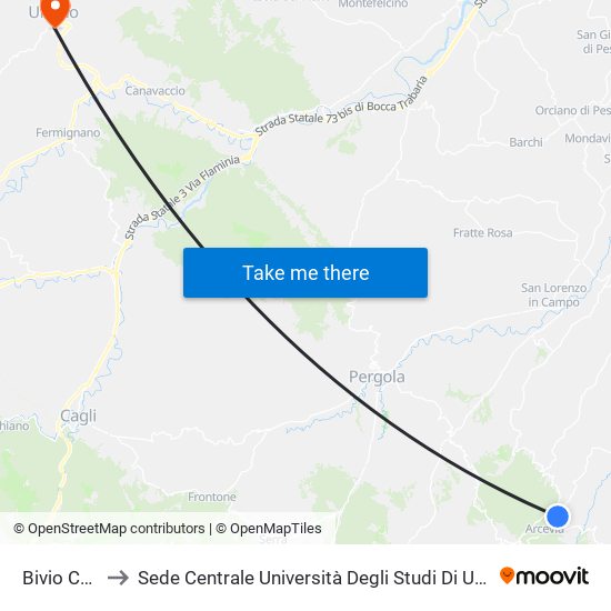 Bivio Conce to Sede Centrale Università Degli Studi Di Urbino Carlo Bo map