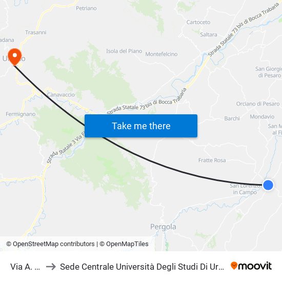 Via A. Diaz to Sede Centrale Università Degli Studi Di Urbino Carlo Bo map