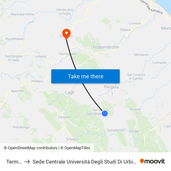 Termine to Sede Centrale Università Degli Studi Di Urbino Carlo Bo map