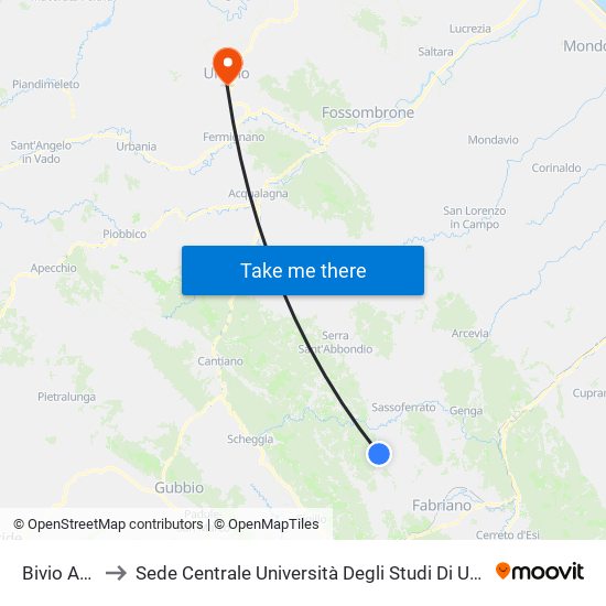 Bivio Aspro to Sede Centrale Università Degli Studi Di Urbino Carlo Bo map