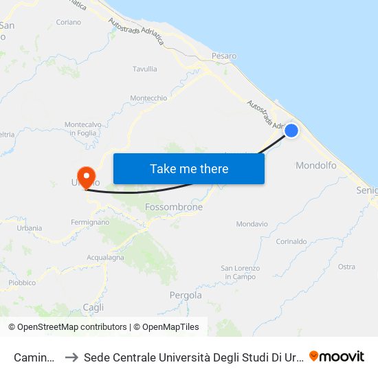 Caminate 3 to Sede Centrale Università Degli Studi Di Urbino Carlo Bo map