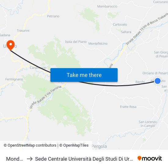 Mondavio to Sede Centrale Università Degli Studi Di Urbino Carlo Bo map