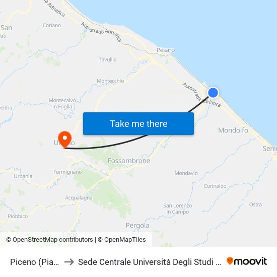 Piceno (Piadineria) to Sede Centrale Università Degli Studi Di Urbino Carlo Bo map