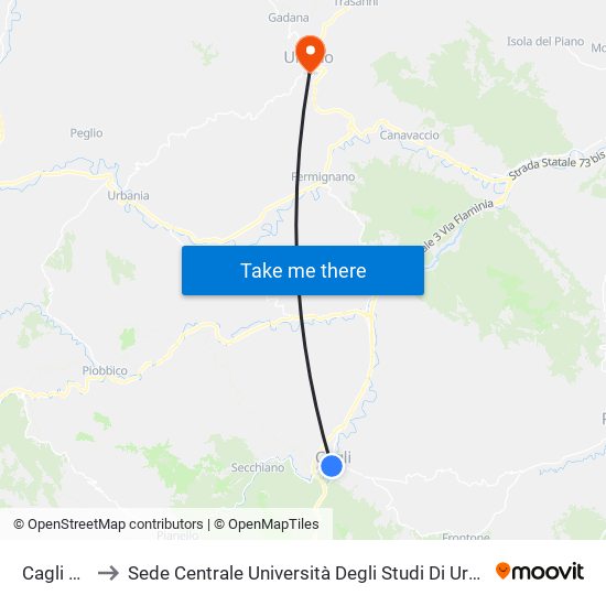 Cagli Agip to Sede Centrale Università Degli Studi Di Urbino Carlo Bo map