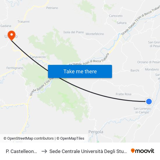 P. Castelleone Di Suasa to Sede Centrale Università Degli Studi Di Urbino Carlo Bo map