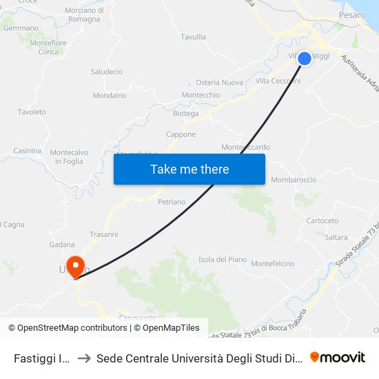 Fastiggi In Sala to Sede Centrale Università Degli Studi Di Urbino Carlo Bo map