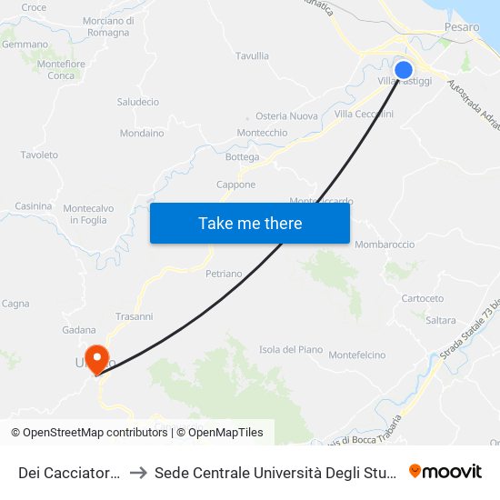 Dei Cacciatori Canonici to Sede Centrale Università Degli Studi Di Urbino Carlo Bo map