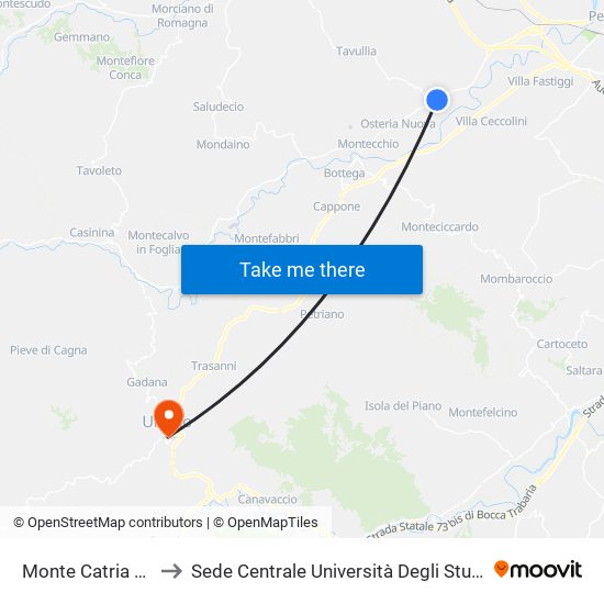 Monte Catria Carabinieri to Sede Centrale Università Degli Studi Di Urbino Carlo Bo map