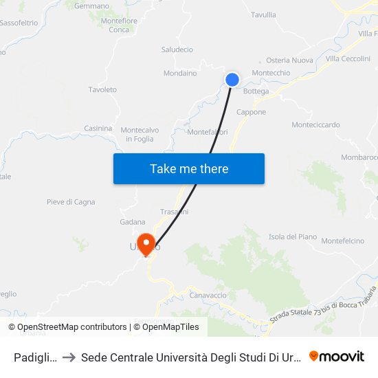 Padiglione to Sede Centrale Università Degli Studi Di Urbino Carlo Bo map