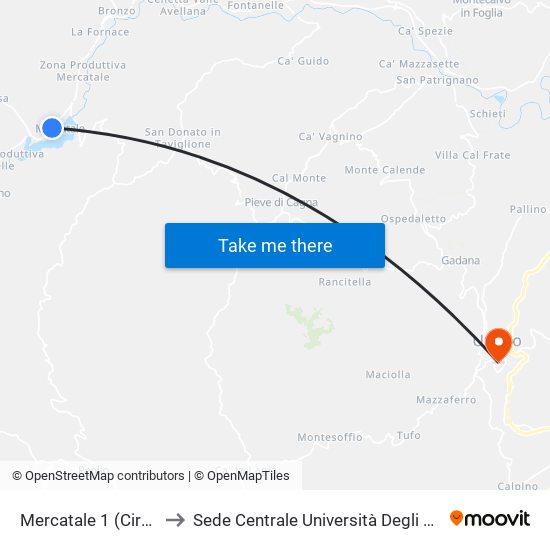 Mercatale 1 (Circonvallazione) to Sede Centrale Università Degli Studi Di Urbino Carlo Bo map