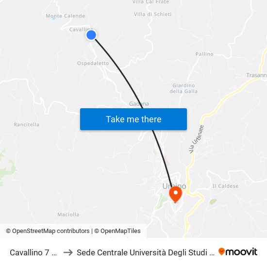 Cavallino 7 (Scuola) to Sede Centrale Università Degli Studi Di Urbino Carlo Bo map