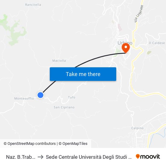 Naz. B.Trabaria 18 to Sede Centrale Università Degli Studi Di Urbino Carlo Bo map