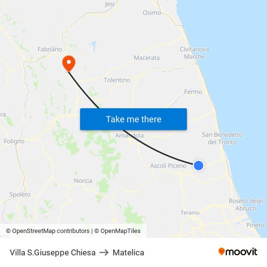 Villa S.Giuseppe Chiesa to Matelica map