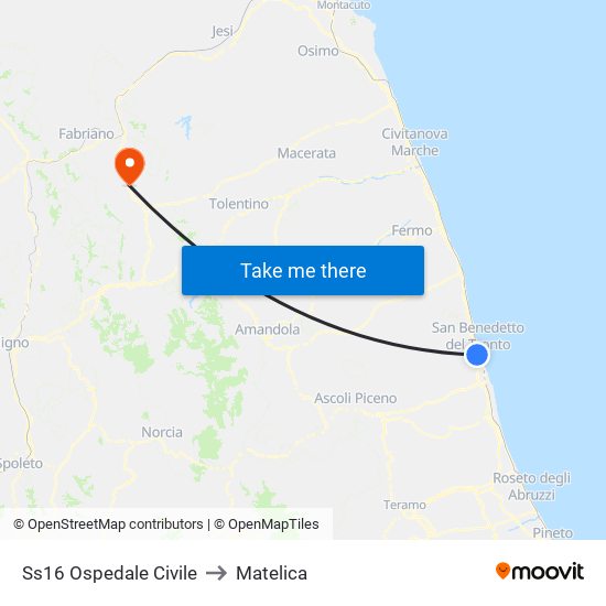 Ss16 Ospedale Civile to Matelica map