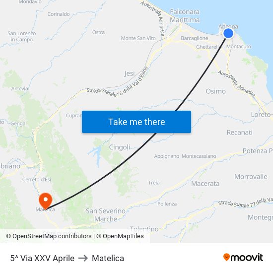 5^ Via XXV Aprile to Matelica map