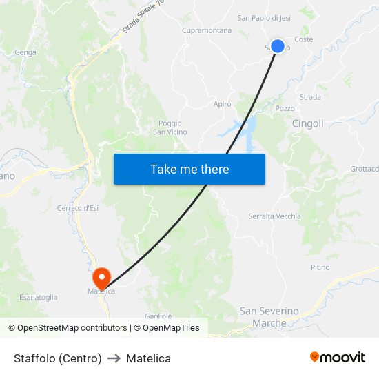 Staffolo (Centro) to Matelica map