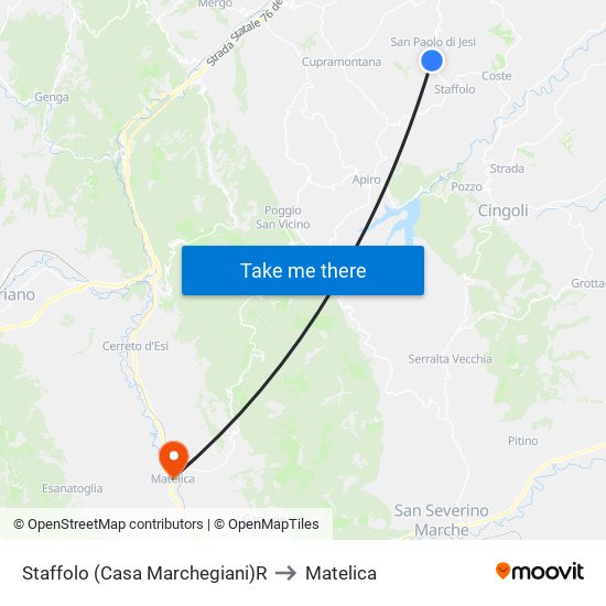 Staffolo (Casa Marchegiani)R to Matelica map