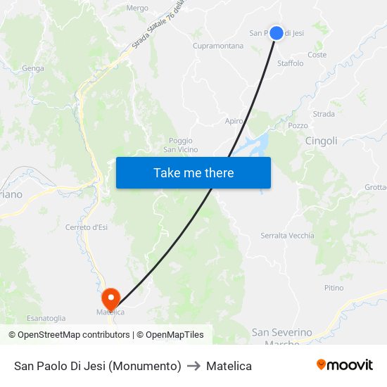 San Paolo Di Jesi (Monumento) to Matelica map