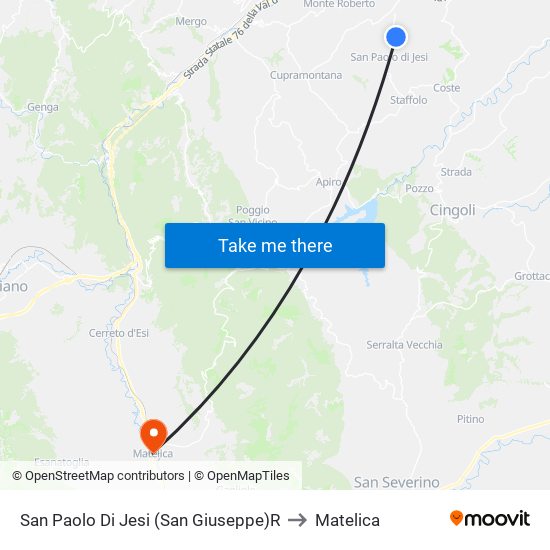 San Paolo Di Jesi (San Giuseppe)R to Matelica map