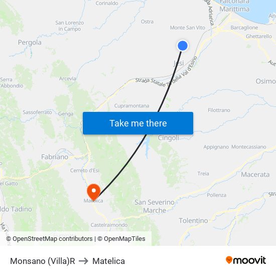 Monsano (Villa)R to Matelica map