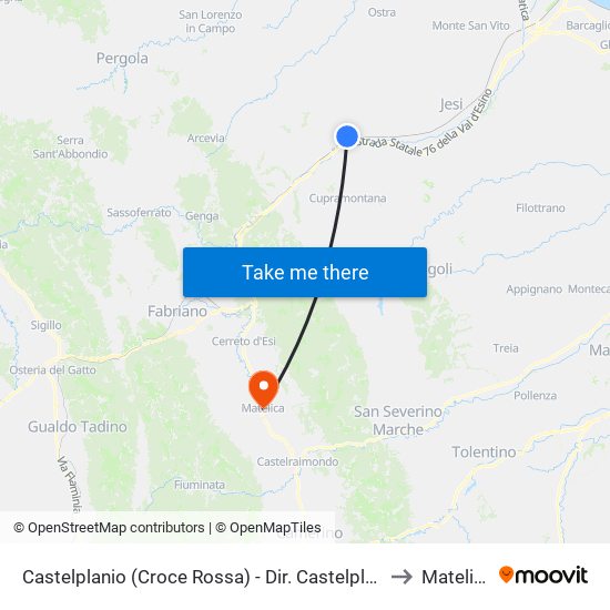 Castelplanio (Croce Rossa) - Dir. Castelplanio to Matelica map