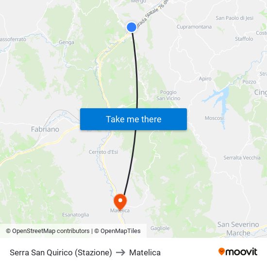 Serra San Quirico (Stazione) to Matelica map