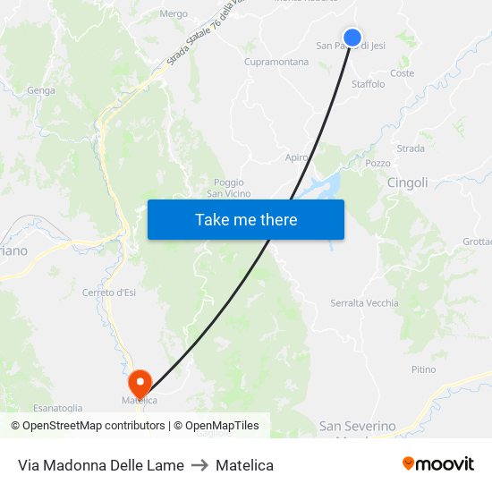 Via Madonna Delle Lame to Matelica map