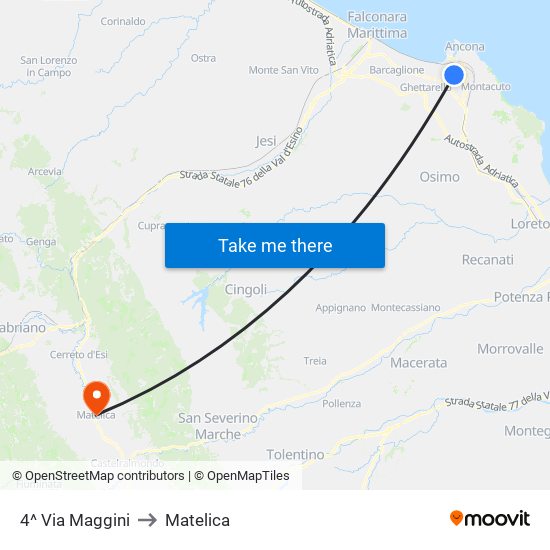 4^ Via Maggini to Matelica map